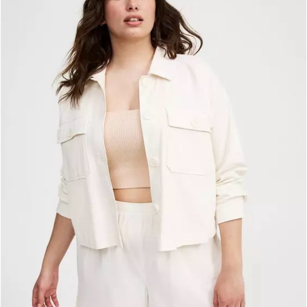 torrid Cream Utility Jacket with Front Pockets